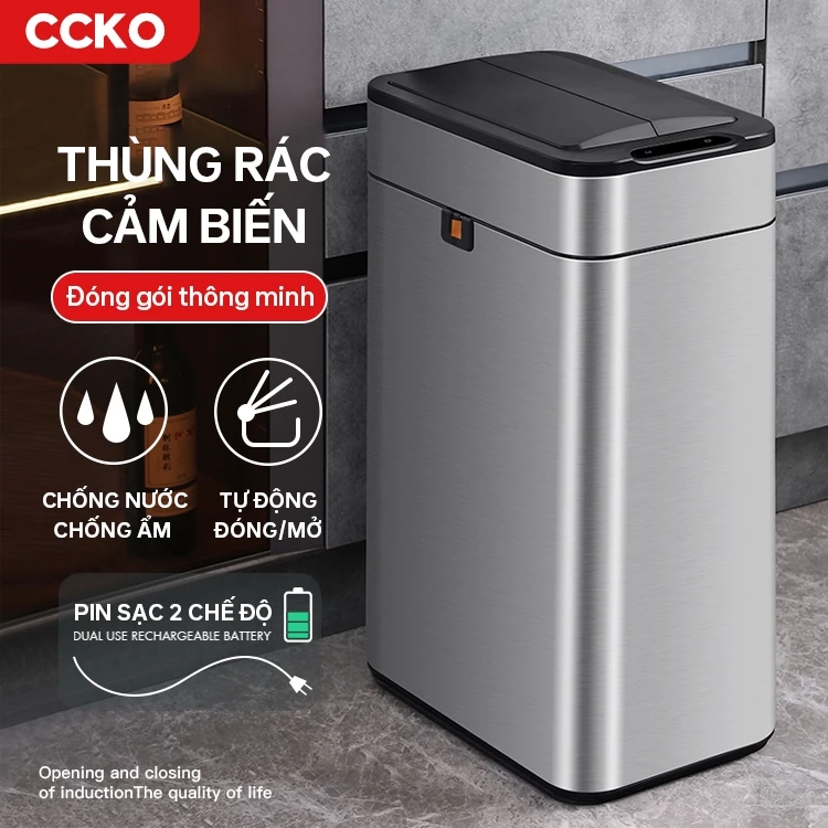 Thùng rác thông minh CCKO CK8807-8808 40L Bạc