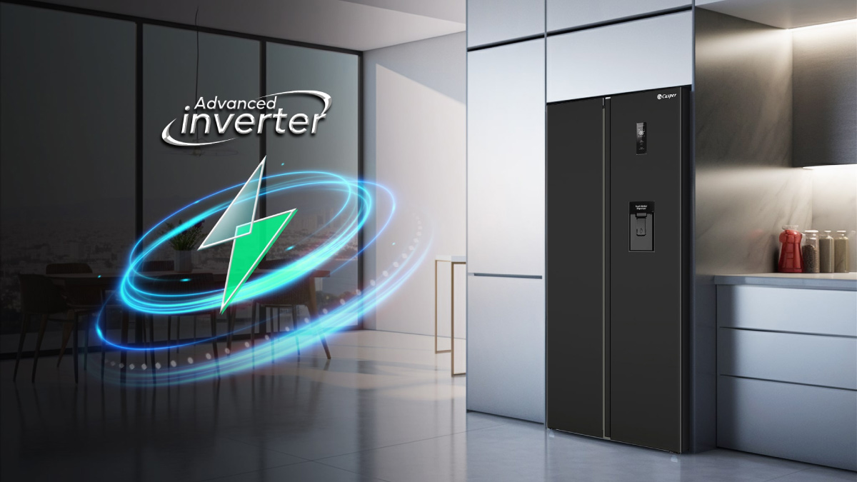 Tủ lạnh side by side CASPER Inverter 458lít RS-460PBW màu đen